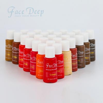 China Private Label 12ml Eyebrow Face Deep Permanent Makeup Tattoo Ink Easy Color Pigments For Eyebrow Lips Tattoo for sale