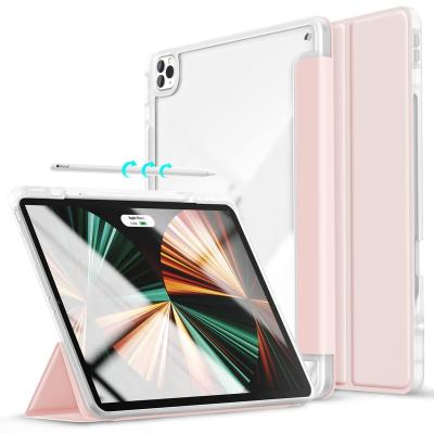 China For iPad Pro 12.9 Inch Magnetic Slim Hard PC Cases Clear Shell Smart Trifold Stand Protective Cover For iPad Pro 12.9 2022 for sale