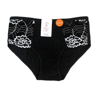 China Fashion Antibacterial Plus Size Women Mid Rise Sexy Transparent Lace Briefs Embroidery Breathable Underwear for sale