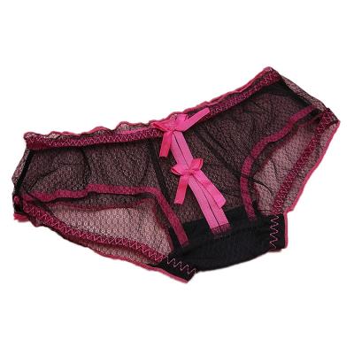 China Antibacterial Women's Sexy Lace Underwear Shorts Lace Up Panties Mesh Floral Briefs Underpants Briefs for sale