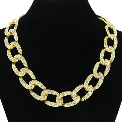 China Punk Jewelry Big Cuban Link Hiphop Chain Necklace For Women Men Women Men's Zircon Shiny Hiphop OT Diamond Chain Necklace for sale