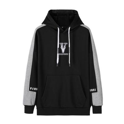 China Wholesale Custom Anti-wrinkle Mens Black Fashion Long Sleeve Logo Print Pullover Hoodie Quantity Printing OEM Customized for sale