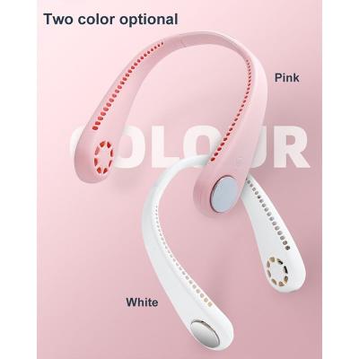 China Cheap Rechargeable Battery Operated Neck Bladeless Cooling Small Wave Hung Band Fans Mini Electric Portable Portable Hanging Neck Fan for sale