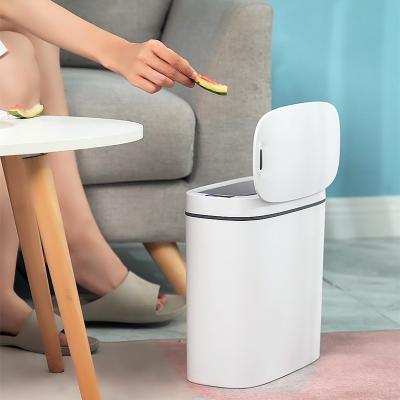 China 14L Sensor Viable Slim Smart Trash Can Waste Bin Electric Automatic Electric Home Kitchen Office Plastic Waste Bin for sale