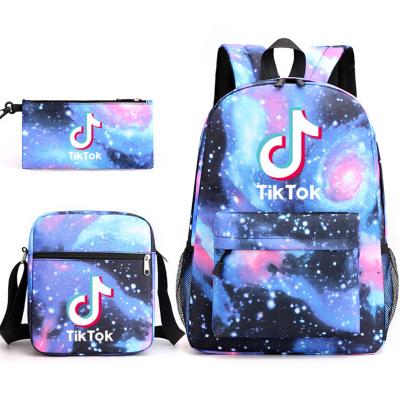 China Amazon waterproof hot sale colorful fashion student trend tiktok school bag backpack 3 pcs mini tik tok school bag for sale