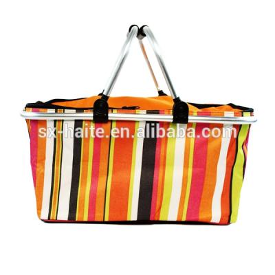 China Viable Insulated Folding Cooler Picnic Basket Bag (Multicolor) / Cooler Basket Bag With Carry Handles for sale