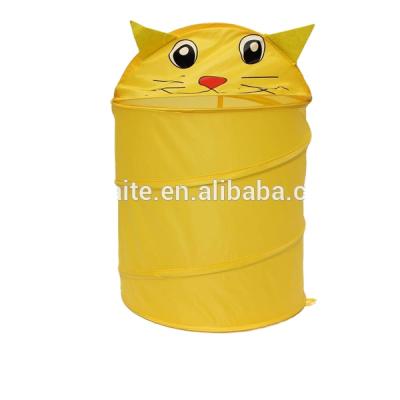 China Viable Cardboard Cat Kid Foldable Pop-Up Laundry Basket Storage Basket (Yellow) for sale