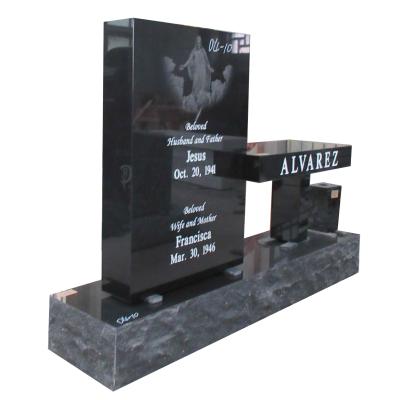 China Modern Custom Headstone Tombstone Black Granite Monuments Memorial Park Bench Headstone for sale