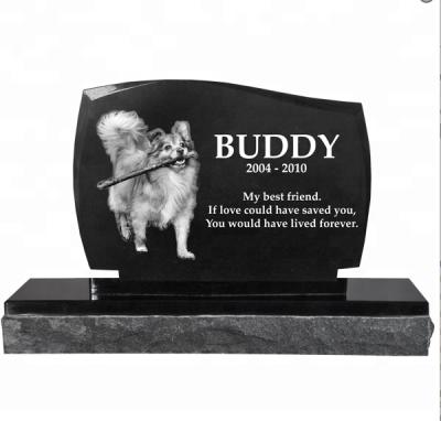 China American Simple Design Black Granite Hand Etching Pet Cremation Headstone for sale