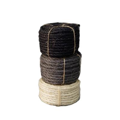 China Sisal Fiber 8mm 3 Strand Bleached Sisal Rope For Racing Rope And Pet Toy for sale