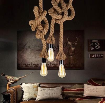 China Living Room Hanging Rope Pendant Lamp Handmade Jute Rope Ceiling Lamp for sale