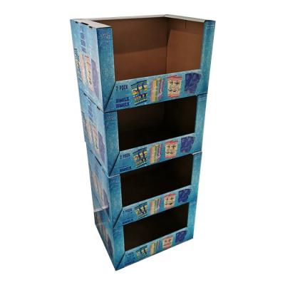 China Recycled Materials Custom Design Printing PDQ Corrugated Exhibition Paper Rack Showing Shelf Display Box for sale