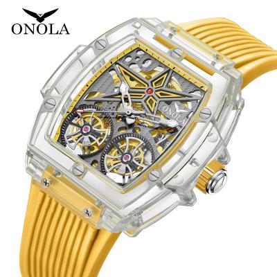 China Silicone Top Fashion Power Reservation ONOLA 6828 Brand Watch Luxury Custom Logo Mechanical Watches Mens Automatic Watches for sale