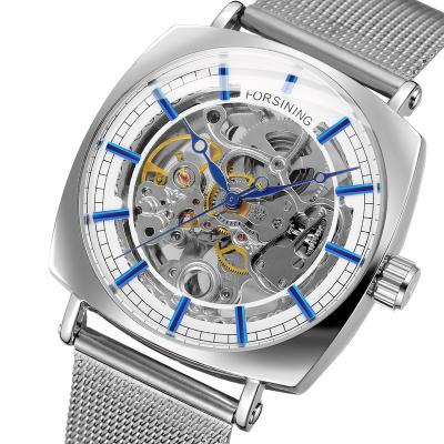 China Hot Brand Waterproof Automatic Skeleton Watch Steel Mechanical Watch 3d Logo Engraving Watches Men Luxury for sale