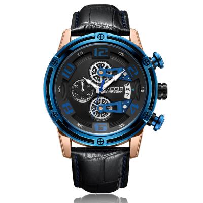 China New Men Brand Watch Relogio Masculino Quartz Watch Blue Leather Automatic Clock Men Military Date Wristwatches for sale