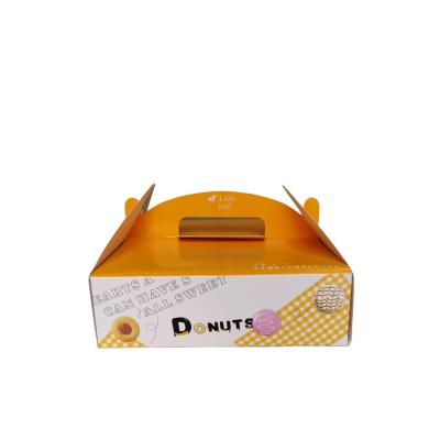 China Materials Manufacturers Low Price Recycled Custom Handle Food Box Donut Pizza Packing Box 6 Donut Paper Snack Box for sale