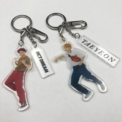 China Promotion Gifts Custom Laser Cut Keychains Printed Photo Insert Kpop Clear Acrylic Key Chain for sale