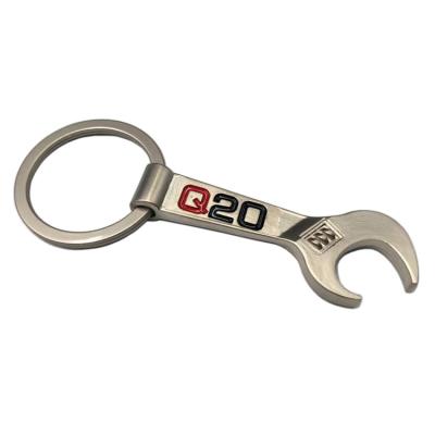 China Customized Viable Soft Metal Enamel Mini Keyring Spanner Shape Pipe Logo Key Beer Bottle Opener for sale