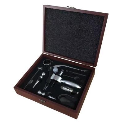 China New Viable Style 9pcs Corkscrew Rabbit Wine Opener Gift Set With Wooden Box for sale