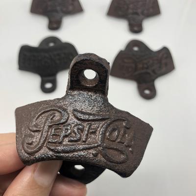 China Viable Wholesale Antique Vintage Black Cast Iron Wall Mount Bottle Openers for sale