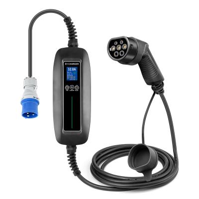 China ABS EV Charger Type - 2 Cable 8/16/24/32A Switchable Electric Car Timed Box IEC 62196 EVSE Electric Vehicle Charging Portable Charger for sale