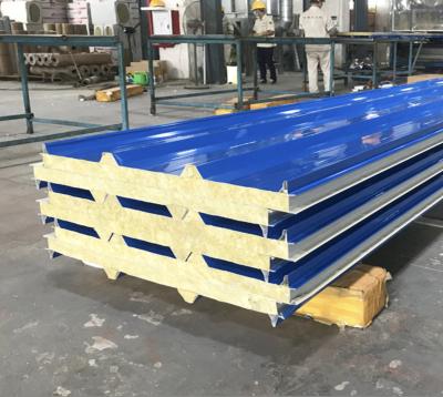 China Industrial A1 Fire Rated Corrugated Roof Panel Rock Wool Sandwich Panel for sale