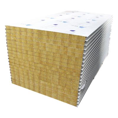 China Industrial Wholesale Rock Wool Panel Partition Wall Corrugated Fire Temperature Resistant Rock Wool Sandwich Panel for sale