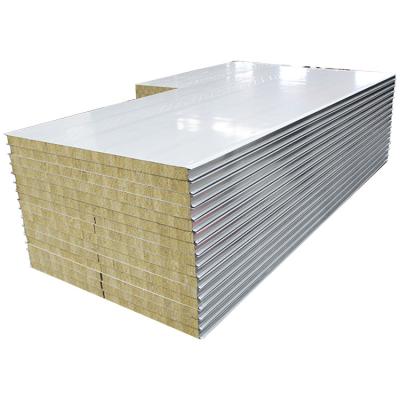 China Good Quality Gray White Or Customized Color Flat Incision Rock Wool Industrial Fireproof Sandwich Panel for sale