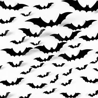 China Realistic Vintage Bat Wall Decor Halloween Party Decoration Supplies 3D Bats Window Sticker Halloween Decorations Bats Wall Stickers for sale