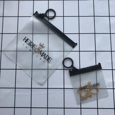 China High Quality Recyclable Custom Small PVC Jewelry Plastic Logo Zipper Bag, Reusable Jewelry Packaging Zip Lock Bags With Black /white Ring for sale