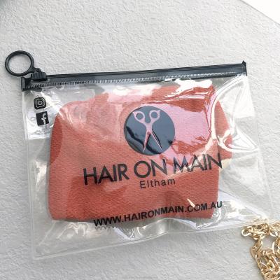 China Recyclable Custom Logo PVC Small Logo Bags Plastic Zipper Bag, Reusable Jewelry Packaging Zip Lock Bags With Black /white Ring for sale