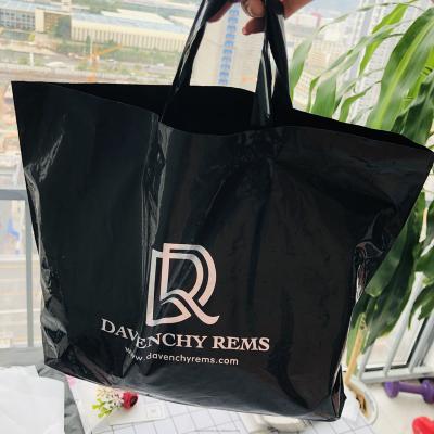 China Custom Printed Recyclable Logo Clothes Shopping Poly PE Plastic Shopping Bag With Buckle For Clothing And Shoes And Gift for sale