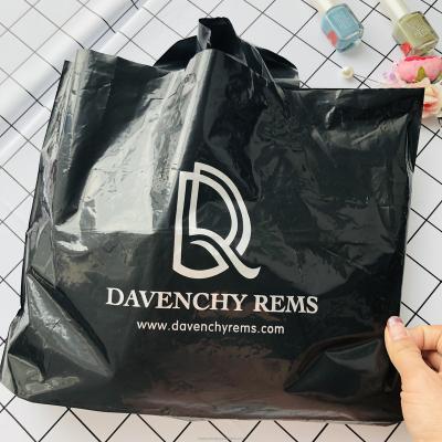 China Recyclable custom printed poly shopping PE plastic shopping bag with die cut for clothes wig package bag for sale