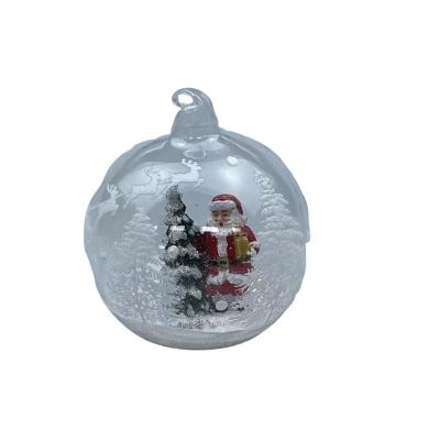 China Christamas Home Decoration Resin Santa Claus Artwork Decoration Open Glass Ball Christmas Tree Decoration Pendant Decoration 2022 for sale