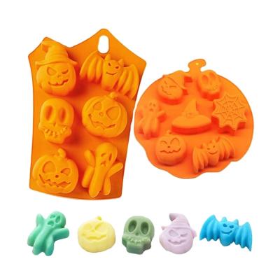 China Viable Pumpkin Ghost Chocolate Mold Fondant Mold Magician Hat Ghost Bat Silicone Chocolate Candy Cake Mold for sale