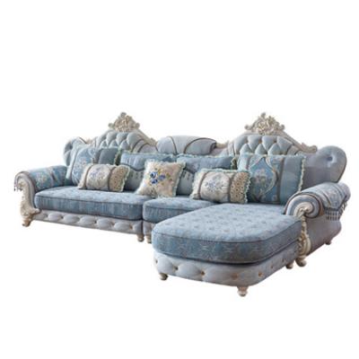 China Sectional Fabric Sofa Set European Design Navy Blue Sofa Piece Antique Design Top Living for sale