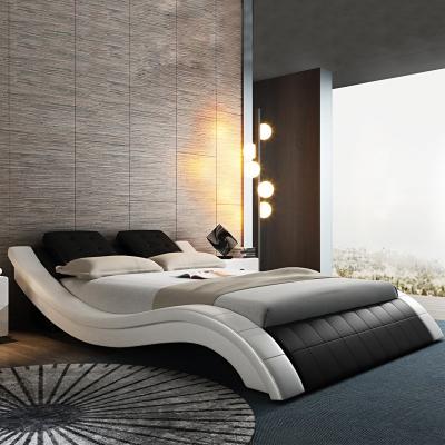 China New Style Modern Concise Leather Bed Bestselling Queen Size Tall Bedroom Furniture for sale