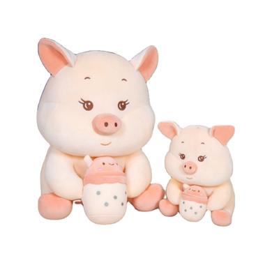 China Children Play Cute Pig Doll Boba Plush Toy Cartoon Fat Pig Dolls Soft Bubble Tea Plushie for sale