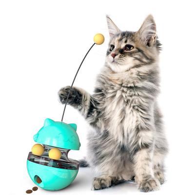 China Viable Automatic Rotating Slow Feeder Cat Interactive Toy Tumbler Ball Leaking Food Pet Treat Feeder for sale