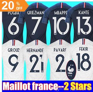 China Thaialnd GRIZEMANN POGBA 2018 2019 World Cup jersey Mbappe DEMBELE Maillot de foot PAVARD HERNANDEZ Camisetas football for sale