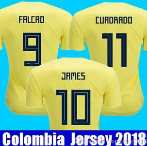 China Thailand quality National COLOMBIA 2018 World Cup soccer jersey JAMES RODRIGUEZ Jersey FALCAO CUADRADO Football for sale