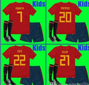 China Thailand KIDS Spain soccer jerseys 2018 world cup football Kits kids uniform with socks camisetas de futbol MORATA ASENS for sale