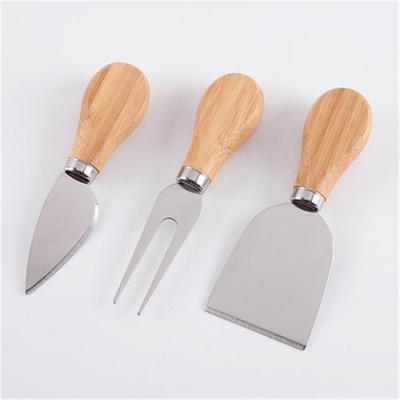 China China Yangjiang Steel Wood+Stainless Knives Pizza 3 Cheese Knife Set Cutting Tool Stainless Steel Butter Cheese Slicer With Wooden Bamboo Handle for sale