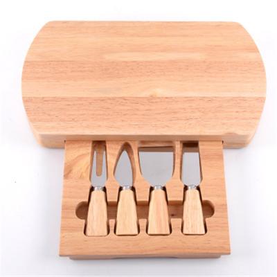 China Hot Selling Custom Made Bamboo+Stainless Steel Amazon Logo Home Wood Box Cheese Slicer Cutter Tools Stainless Cheese Board and Knife Set French Bamboo for sale