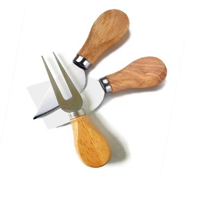 China Good Prices Wood+Stainless Logo Stainless Steel Silver Diced Cheese Wood Handle Fork Cheese Knives Custom Steel Cutter Suppliers for sale