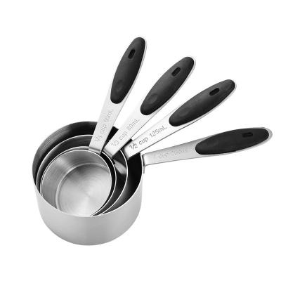 China Sustainable Baking Tools Stainless Steel Round 4 Pieces Suit Measuring Doser Cup With Scale Bakig Condiment Spoon for sale