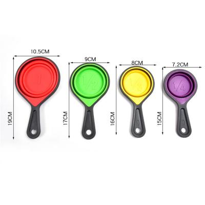 China Sustainable Kitchen Tools Spoons 8pcs Multiple Sizes Multicolor Collapsible Measuring Cups Set for sale