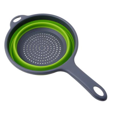 China Wholesale Green Folding Fruit and Vegetable Strainer Colander Folding Drain Storage Baskets Kitchen for sale