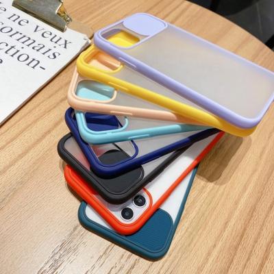 China Shockproof TPU PC Cell Phone Accessories Phone Case For iPhone 13 Slide Window Back Cover Case Pocket For Samsung A71 A32 A52 A72 for sale