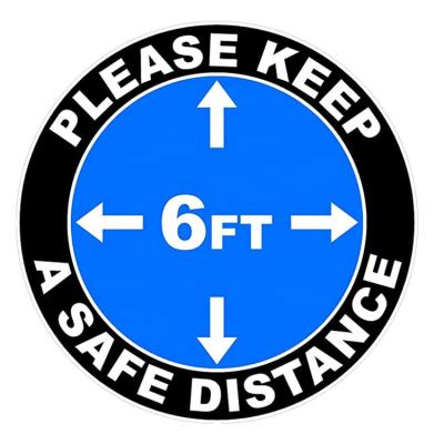 China Waterproof+Eco-friendly Please Keep 6 Feet Distance Floor Sticker 12 Inch Social Distancing Floor Sign w/10 Pcs Per Pack for sale